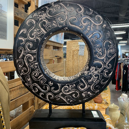 Orrnate Carved Circle on Stand