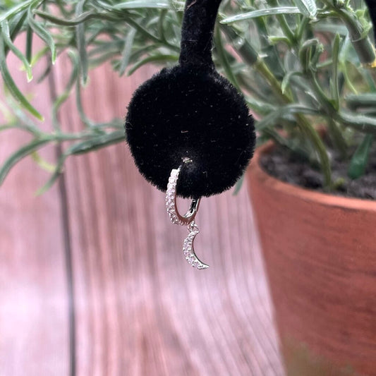 Sterling Forever Moon Hoop Earrings