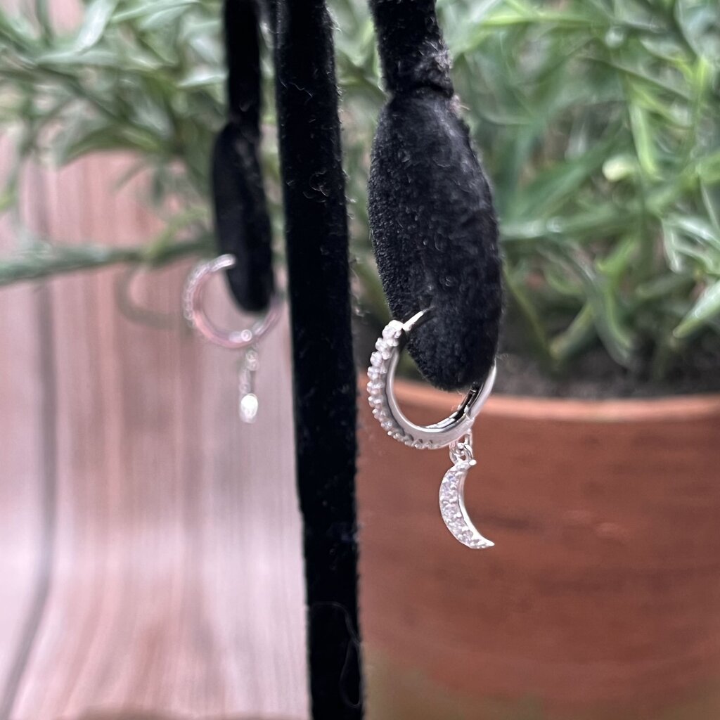 Sterling Forever Moon Hoop Earrings