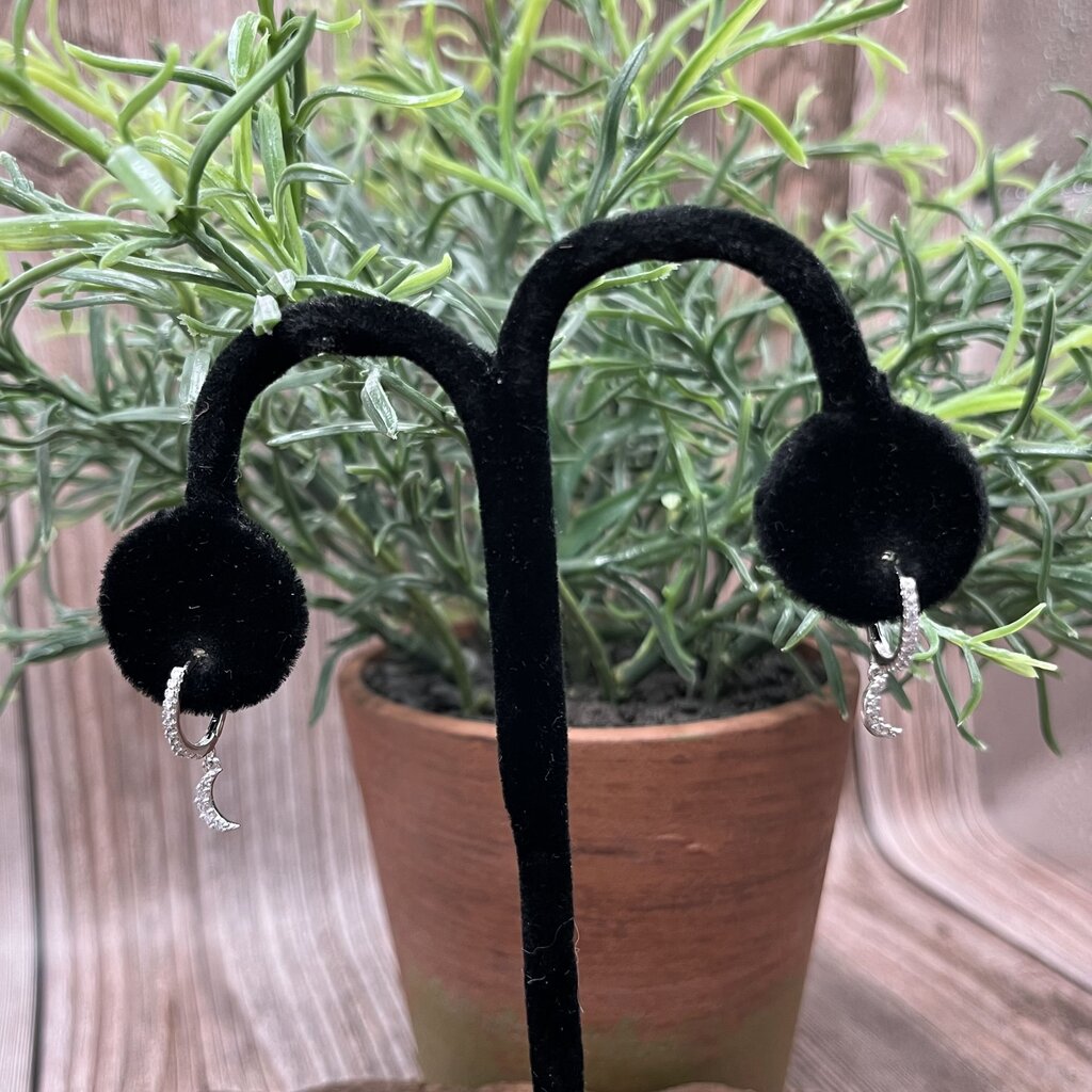 Sterling Forever Moon Hoop Earrings