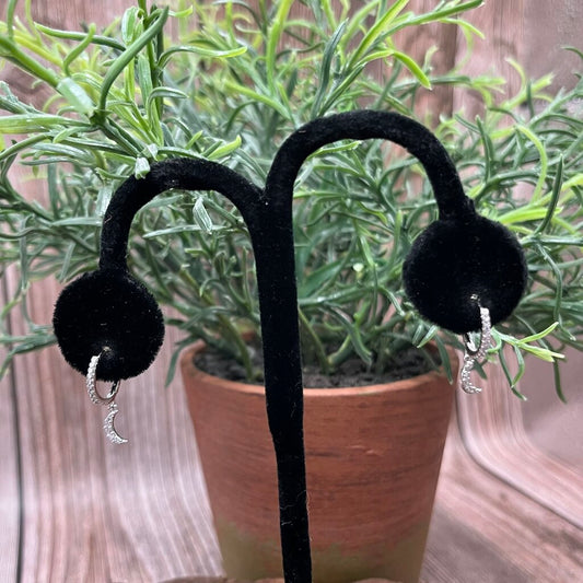 Sterling Forever Moon Hoop Earrings