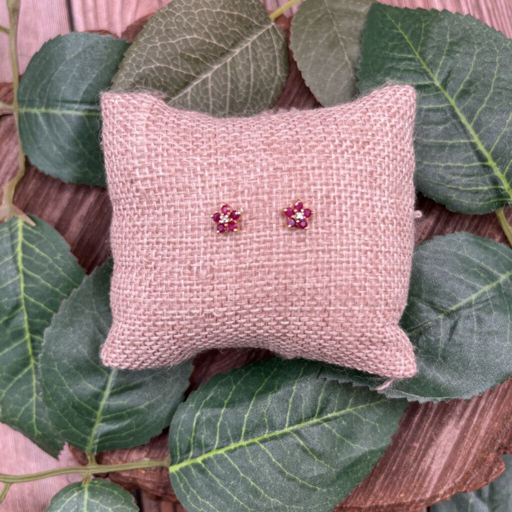 14k Gem Stud Earrings