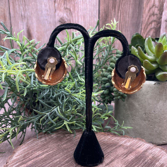 Vintage Pearl Button Earrings