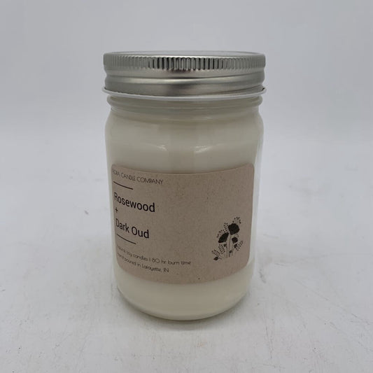Rosewood + Dark Oud 12oz Mason Jar Candle