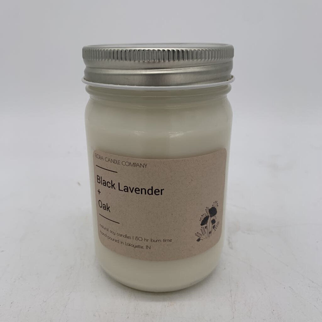 Black Lavender + Oak 12oz Mason Jar Candle