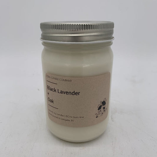 Black Lavender + Oak 12oz Mason Jar Candle