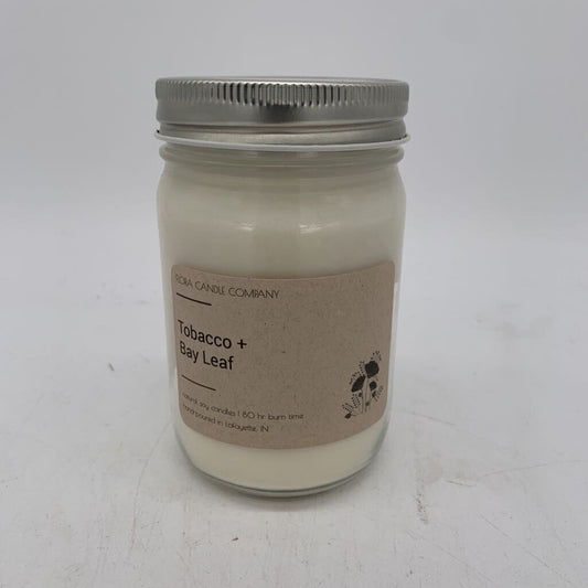 Tobacco + Bay Leaf 12oz Mason Jar Candle