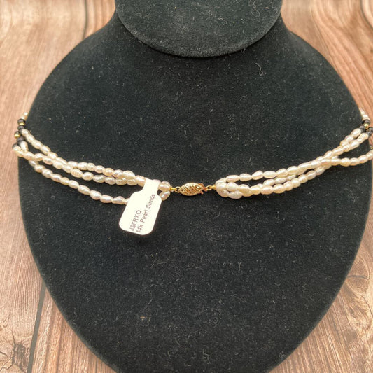 Pearl, Onyx and 14k Gold Necklace