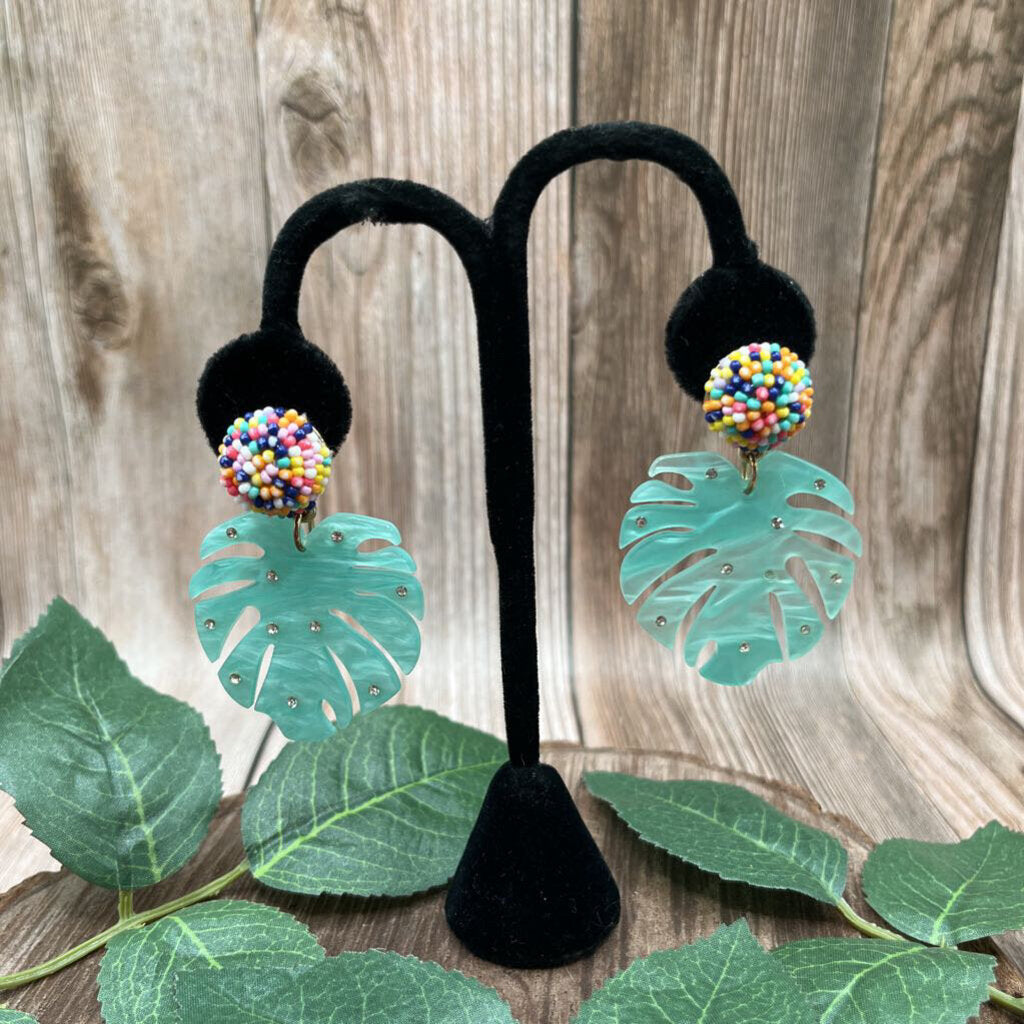 Monstera Leaf Resin Earrings