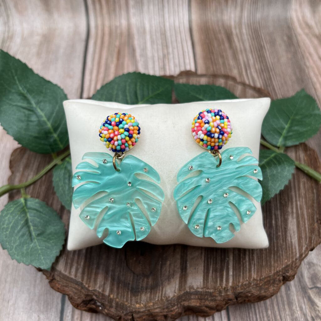 Monstera Leaf Resin Earrings