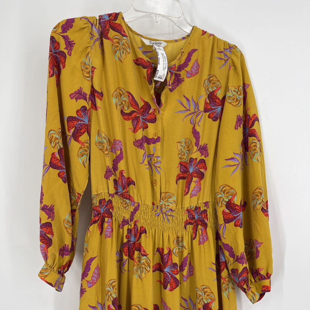 Tucker L/s Silk Floral Dress