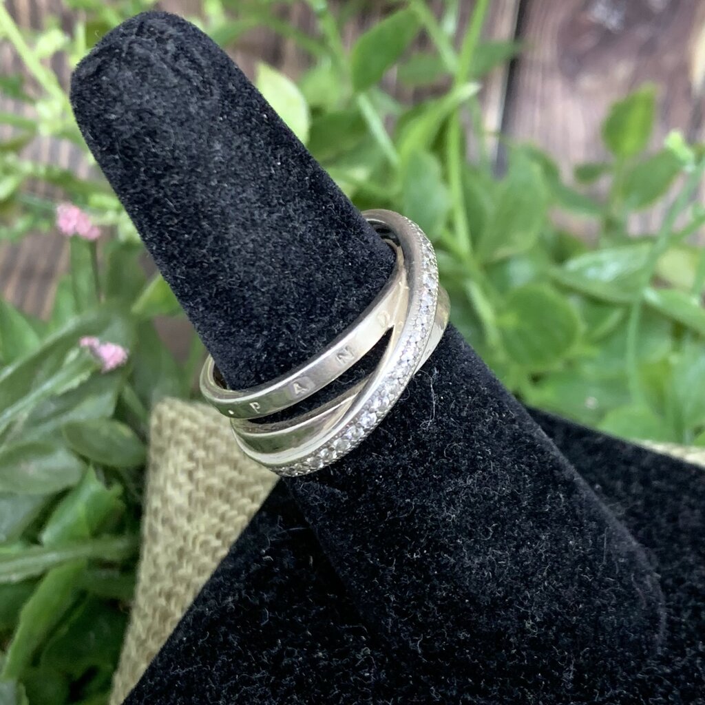 Pandora Crossover Pavé Triple Band Ring