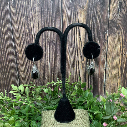Sterling & Onyx Drop Earrings