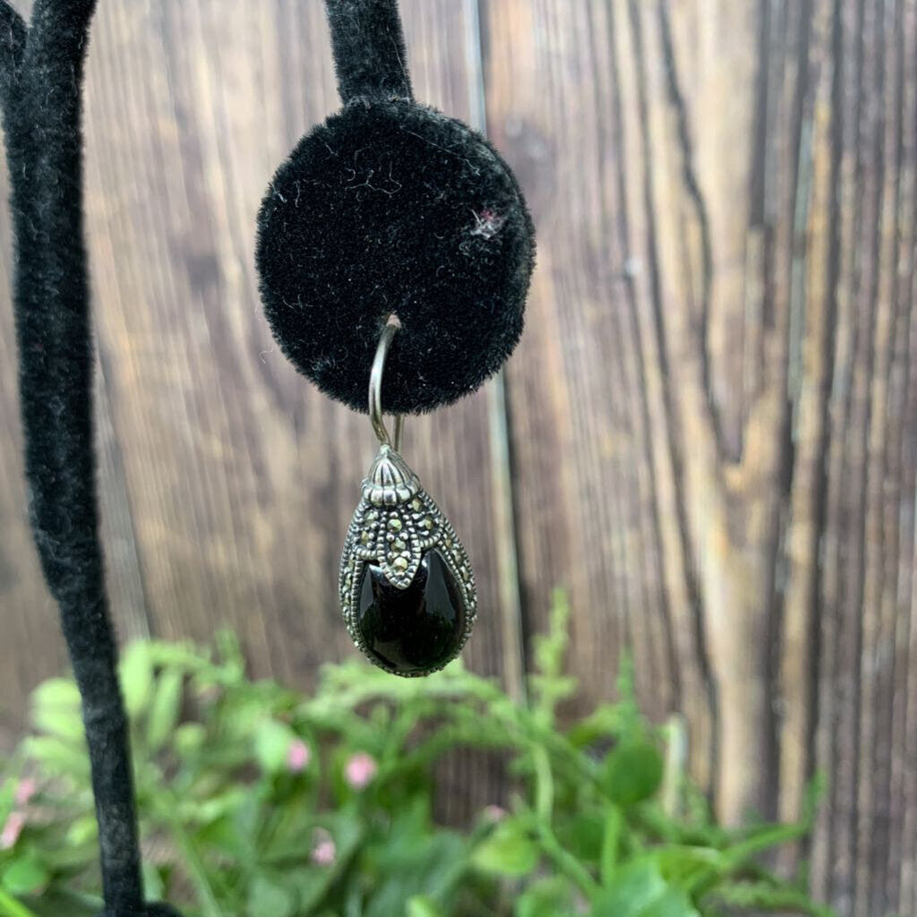 Sterling & Onyx Drop Earrings