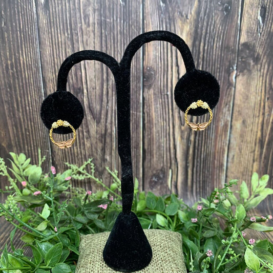 10k YG Butterfly Wreath Earrings