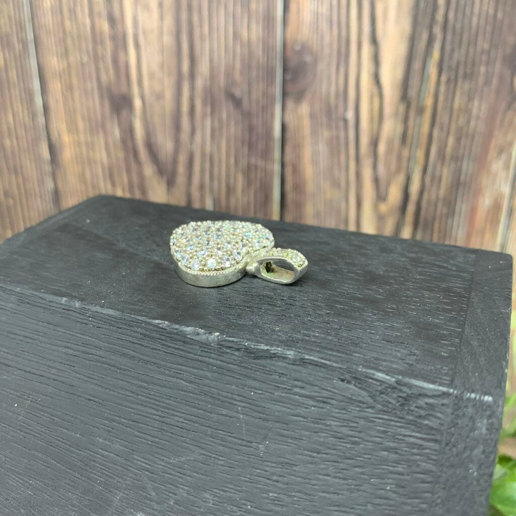 Sterling Pave Heart Pendant