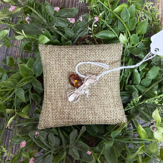 Sterling & Amber Bee Brooch