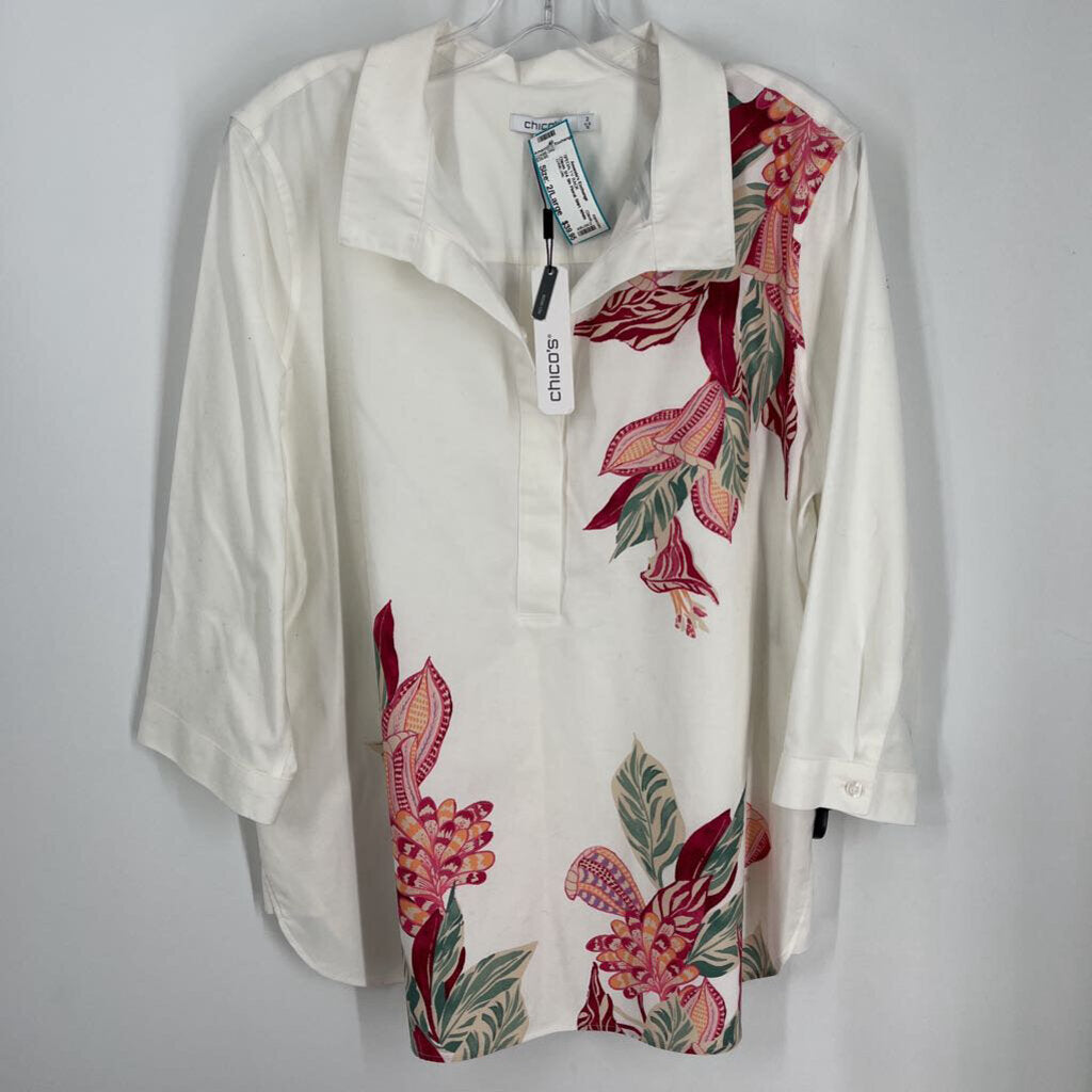 Chicos 3/4 Slv Floral Shirt