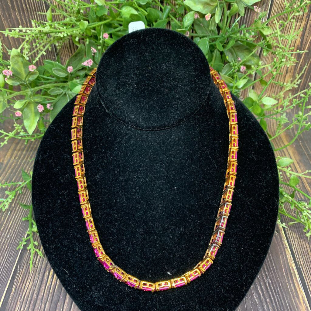 Trillion Cut CZ Tennis Necklace