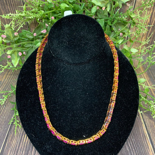 Trillion Cut CZ Tennis Necklace