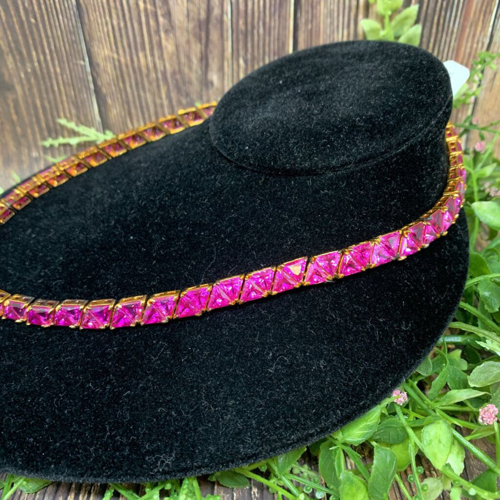 Trillion Cut CZ Tennis Necklace