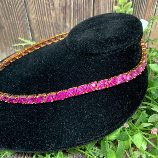 Trillion Cut CZ Tennis Necklace