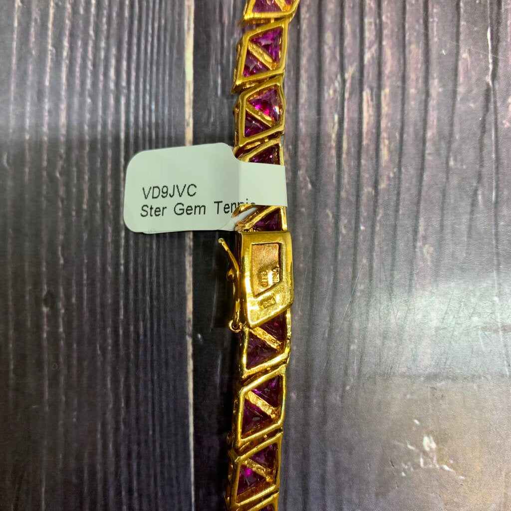 Trillion Cut CZ Tennis Necklace