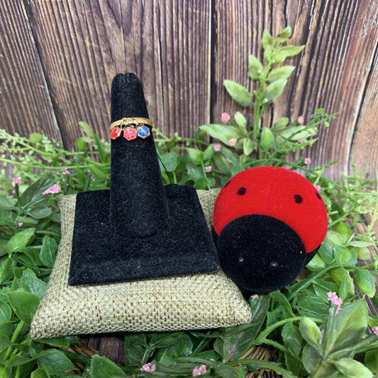 14k Ladybug Cluster Ring