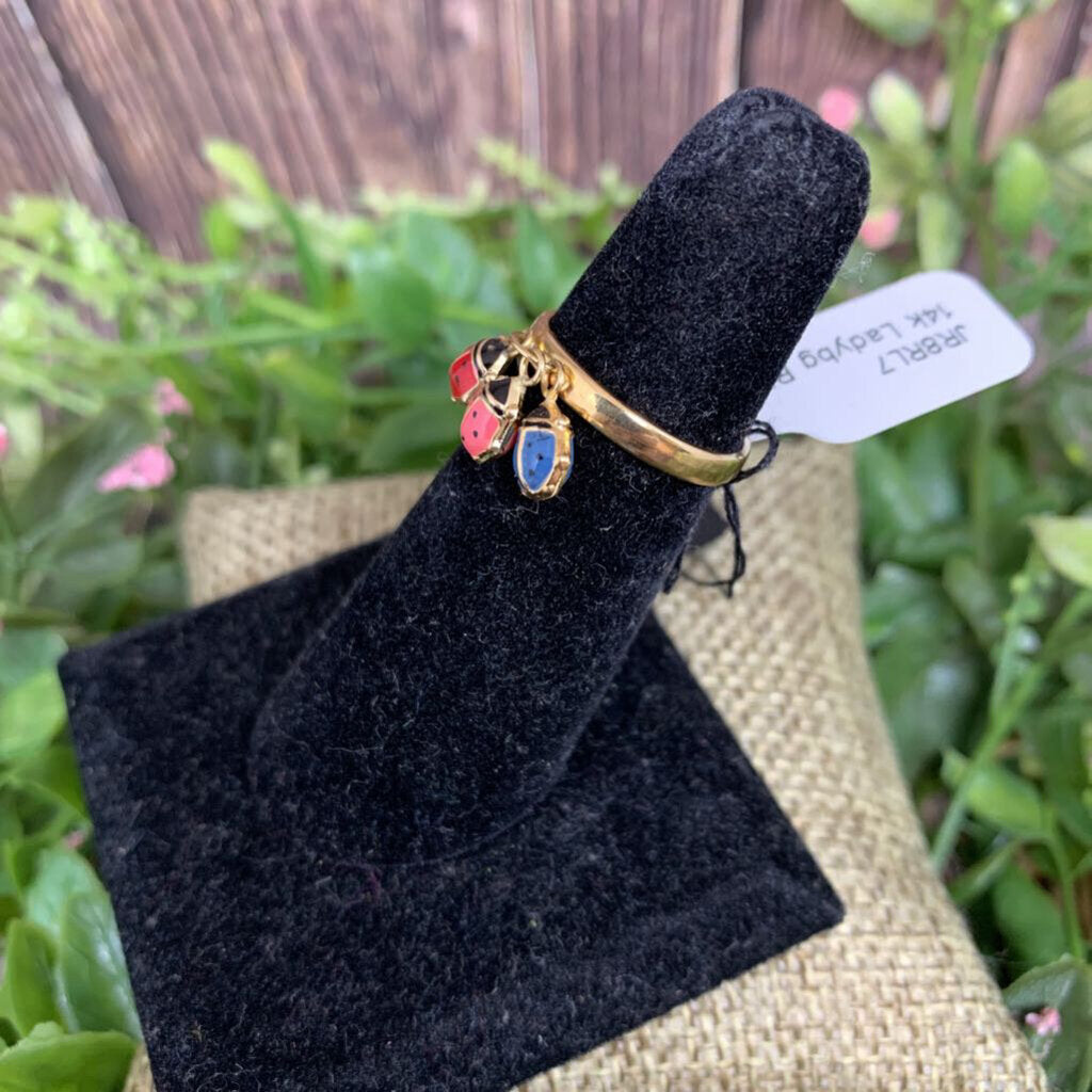 14k Ladybug Cluster Ring