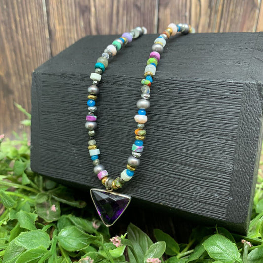 Triangle Gem Pendant Necklace