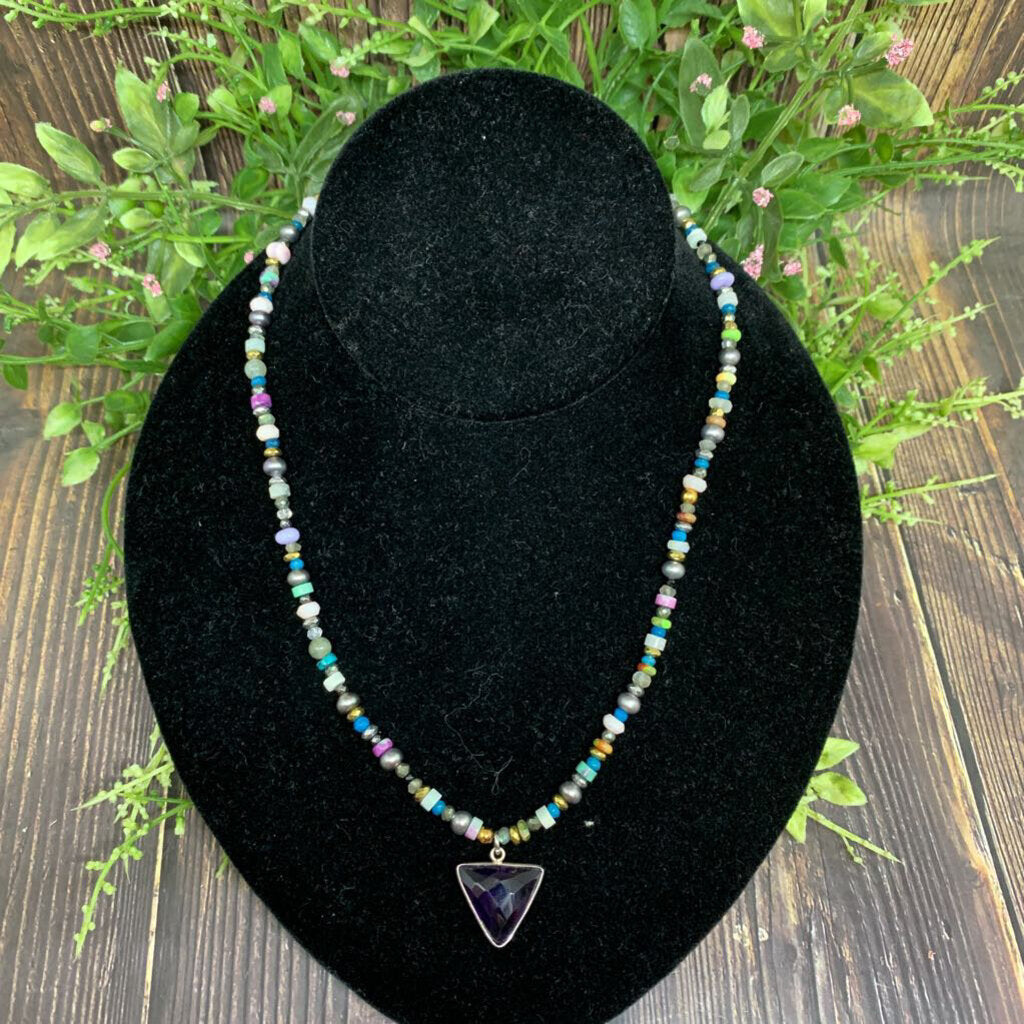Triangle Gem Pendant Necklace