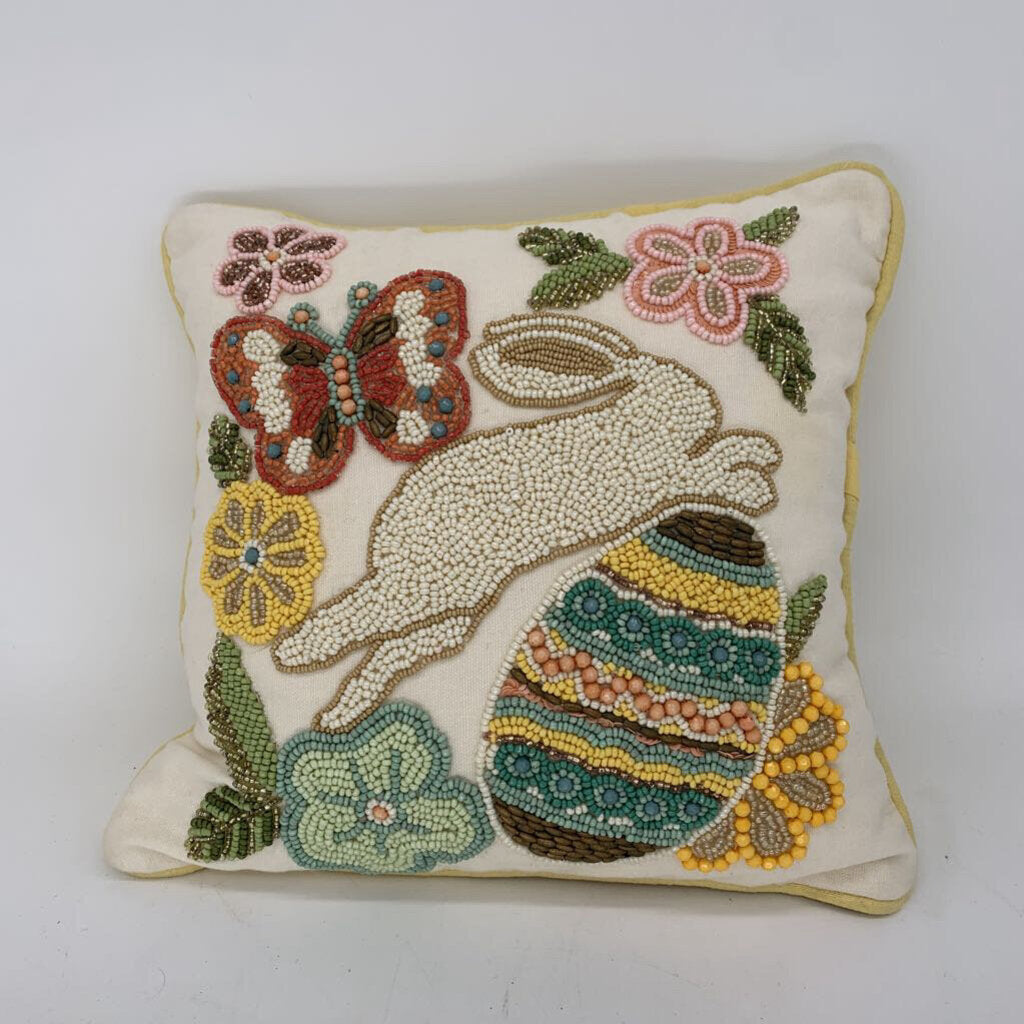 Beaded Bunny w Egg Pillow