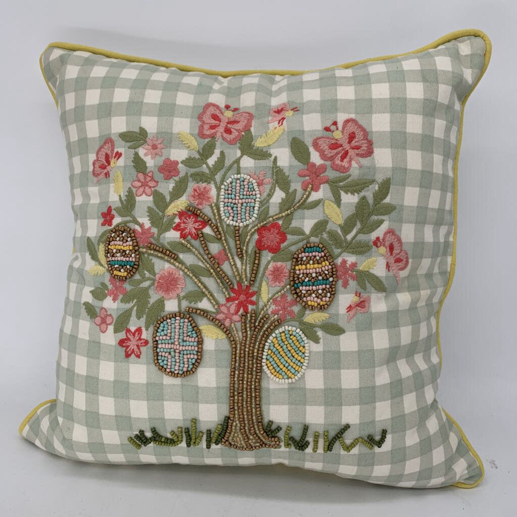 Beaded Egg Tree Pillow