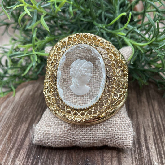 Vintage Whiting and Davis Glass Cameo Cuff