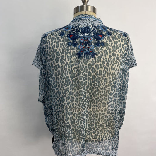 Johnny Was Silk Embroidered Shirt