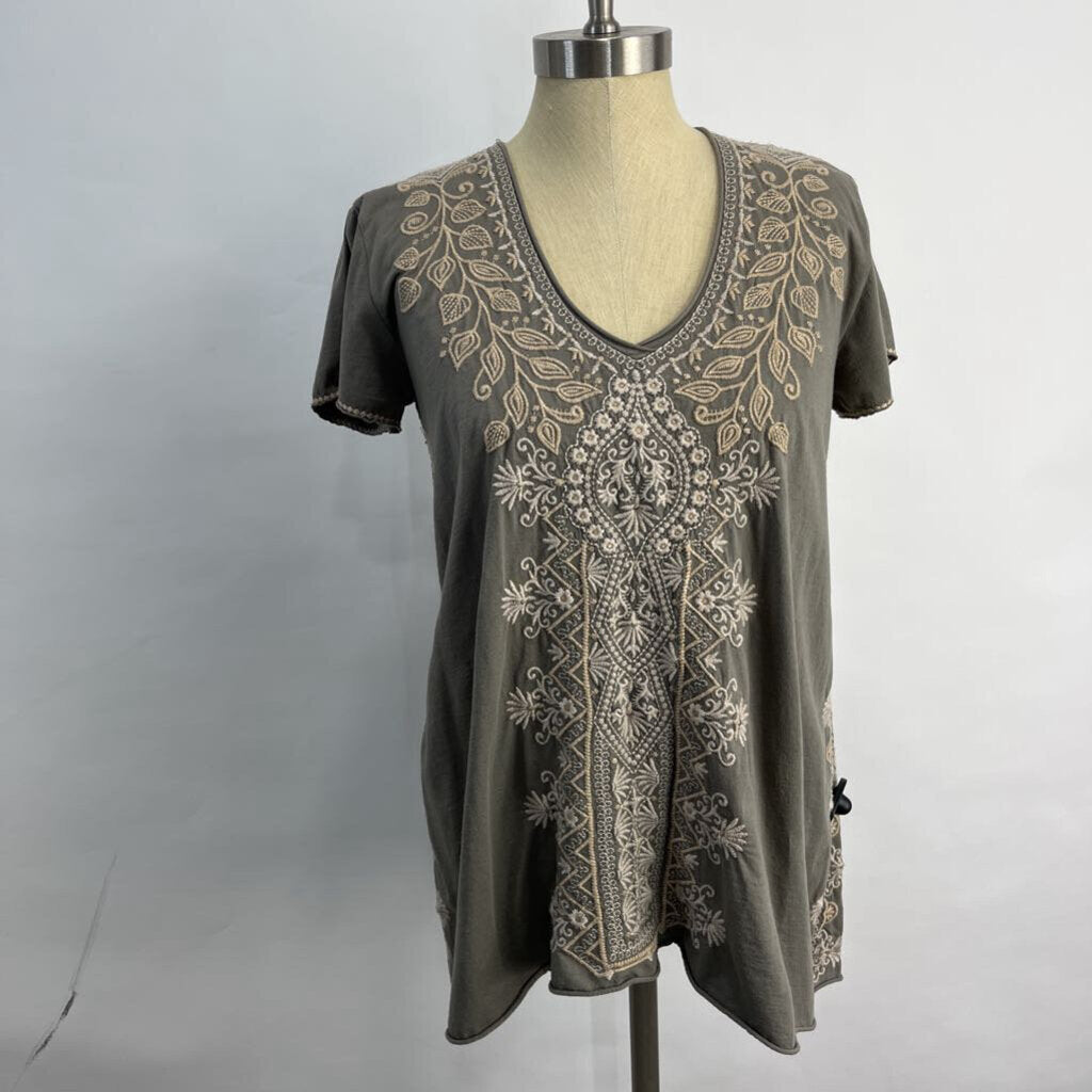 Johnny Was S/s Embroidered Shirt