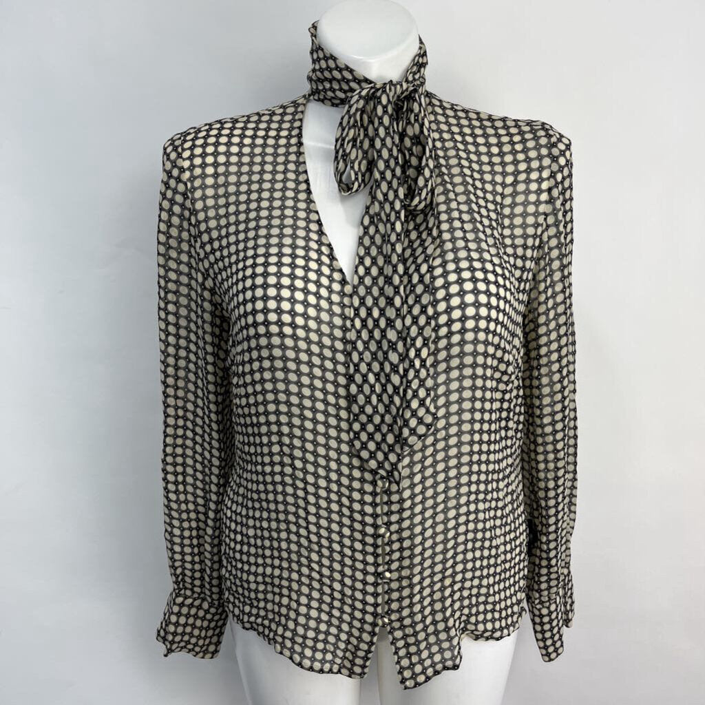 BR L/s Print Silk Blouse