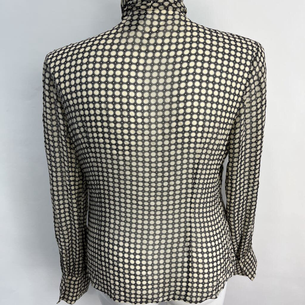 BR L/s Print Silk Blouse