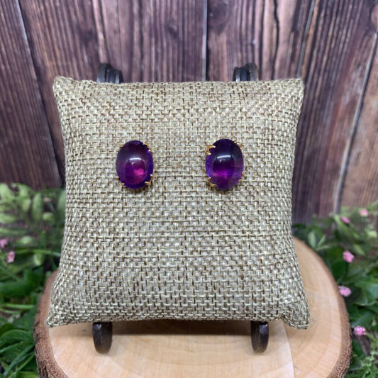 14k Oval Gem Earrings