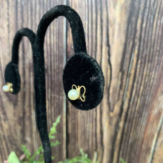 10k Butterfly Pearl Earrings