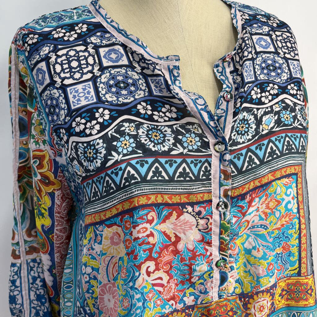 Johnny Was L/s Silk Floral Shirt