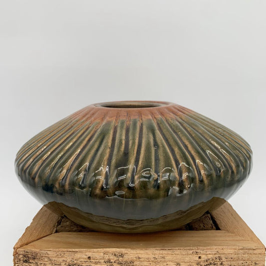 Ridged Ceramic Patio Fire Pot