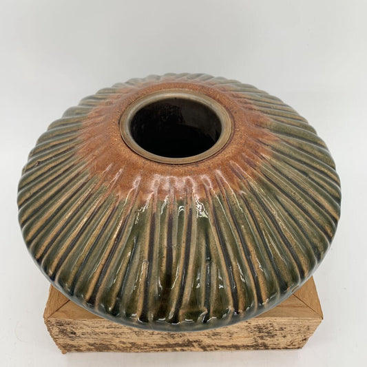 Ridged Ceramic Patio Fire Pot