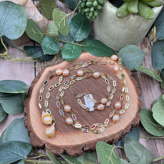 Pearl Station Lariat Necklace