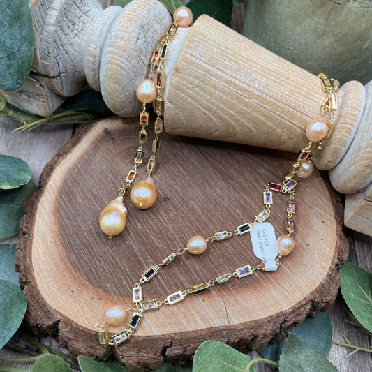Pearl Station Lariat Necklace