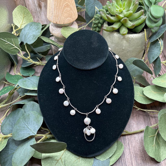 Sterling Pearl Drops Necklace