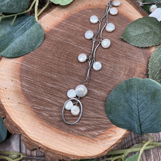 Sterling Pearl Drops Necklace