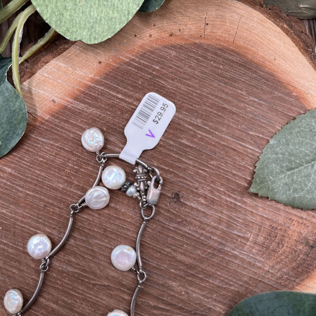 Sterling Pearl Drops Necklace