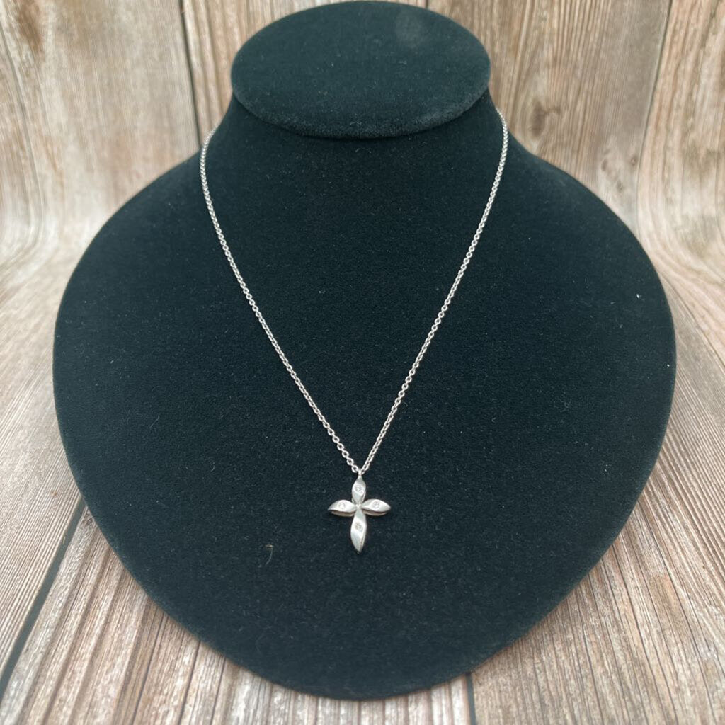 Platinum and Diamonds Cross Necklace