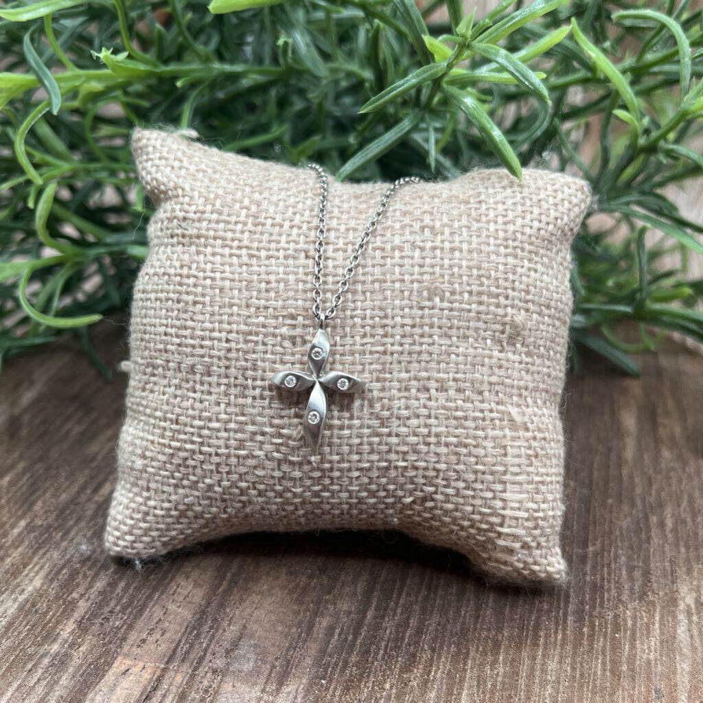 Platinum and Diamonds Cross Necklace